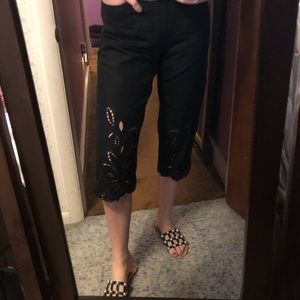 Black Laser Cut Capris